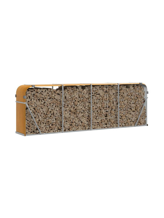 vidaXL Μεταλλικό Ράφι Αποθήκευσης Ξύλων 300x45x100cm Καφέ