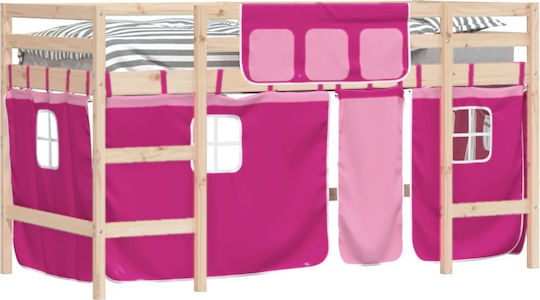 Kinderbett Hochbett Einzeln Rosa für Matratze 80x200cm