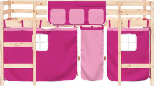 Kinderbett Hochbett Einzeln Rosa für Matratze 80x200cm