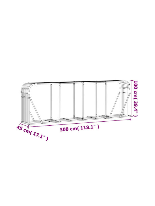 vidaXL Metallic Shelf Wood Storage 300x45x100cm Gray