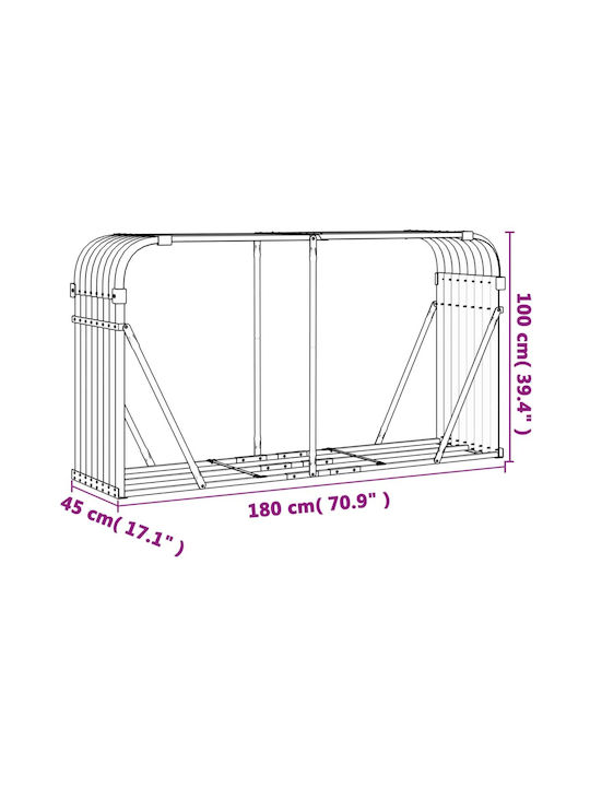 vidaXL Metalic Raft Depozitare lemne 180x45x100cm Gri