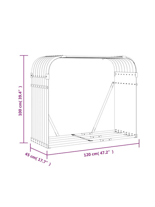 vidaXL Μεταλλικό Ράφι Αποθήκευσης Ξύλων 120x45x100cm Γκρι