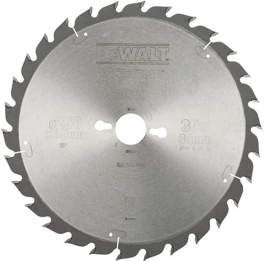 Dewalt Δίσκος Κοπής Ξύλου με 30 Δόντια 250mm