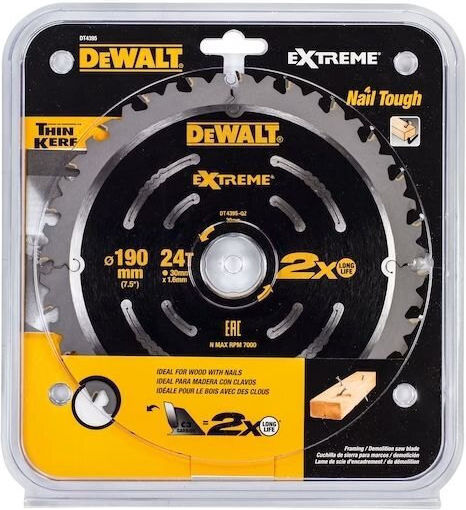 Dewalt Δίσκος Κοπής Ξύλου με 24 Δόντια 190mm