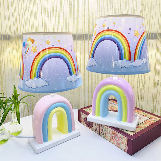 Keskor Lampă portabilă pentru copii Curcubeu Roz 20x20x33εκ.