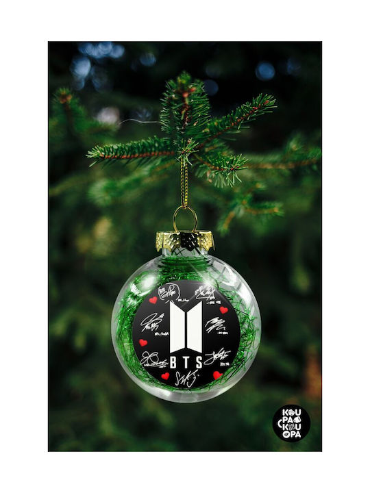 Bts Signs Ornament de Crăciun Bilă Plastic Transparent cu Pulbere de Aur cu Paiete 8buc