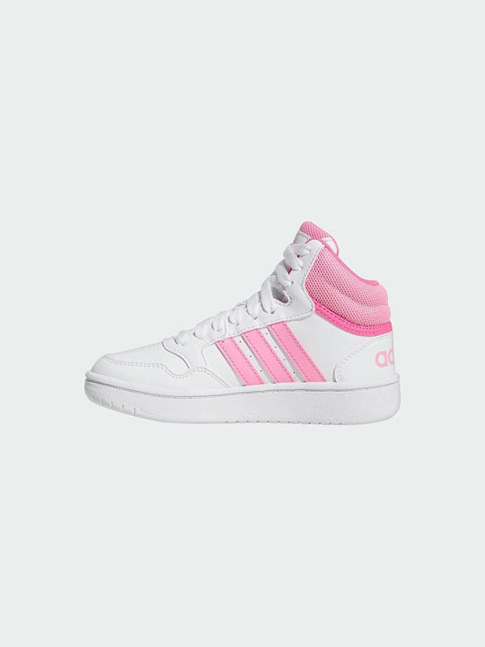 Adidas Kids Sports Shoes Basketball Hoops Mid 3.0 White