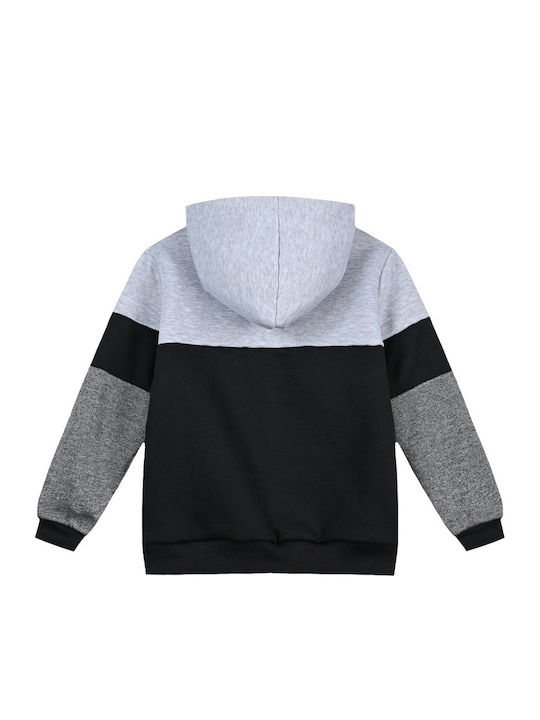 Kids Sweatshirt Cardigan Fur with Hood Black