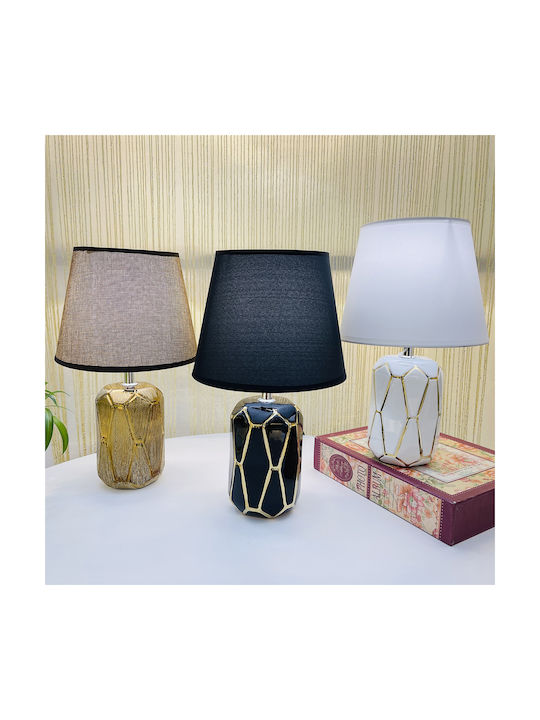 Keskor Ceramic Table Lamp for Socket E14 with Black Shade and Multicolor Base