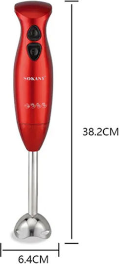 Sokany SM-5011 Ραβδομπλέντερ με Ανοξείδωτη Ράβδο 600W Κόκκινο