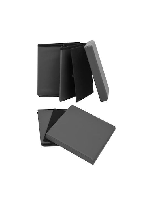 Hocker Für das Wohnzimmer Klappbar Mit Stauraum Gepolstert mit Kunstleder Gray 2Stück 38x38x38cm