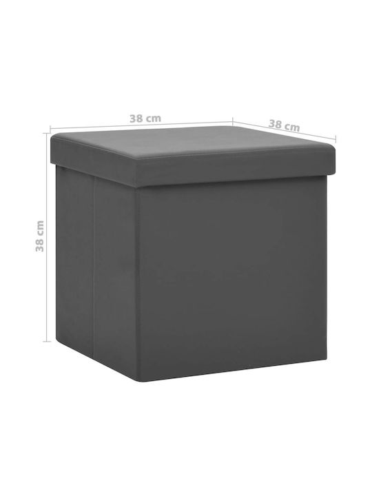 Hocker Für das Wohnzimmer Klappbar Mit Stauraum Gepolstert mit Kunstleder Gray 2Stück 38x38x38cm