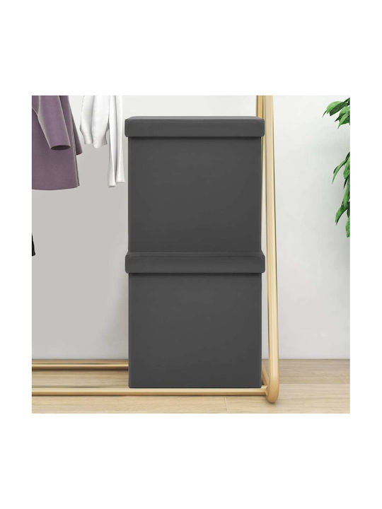 Hocker Für das Wohnzimmer Klappbar Mit Stauraum Gepolstert mit Kunstleder Gray 2Stück 38x38x38cm
