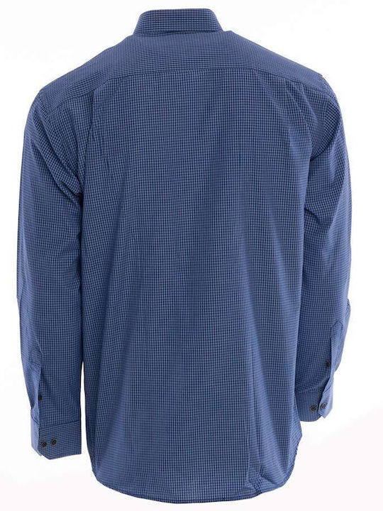 Rammazzoti Men's Shirt Long Sleeve Cotton Checked Blue