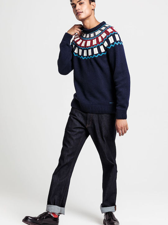 Gant Holiday Fairisle Crew Pullover dark blue