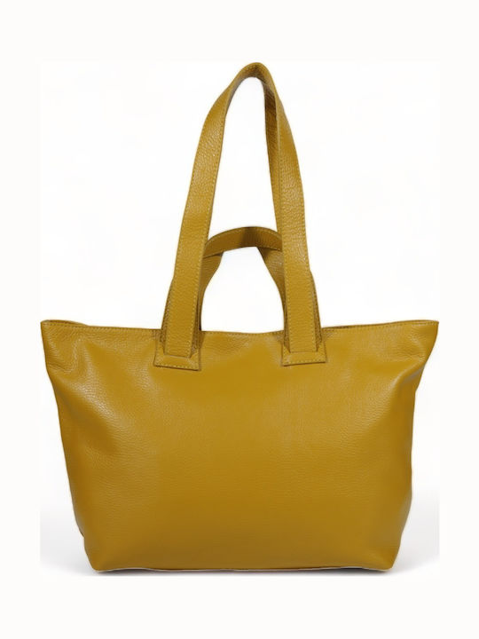Leather Women's Bag Shopper Shoulder Yellow