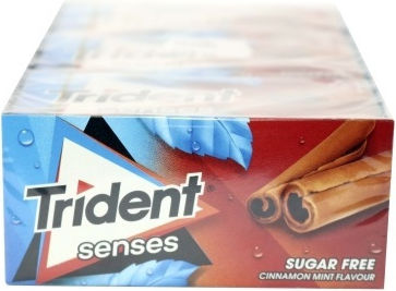 Trident 14 Gume de mestecat Senses cu Aromă de Scorțișoară / Mentă Fără adaos de zahăr 1buc 27gr