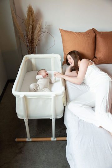 Childhome Люлка Evolux с Матрак и Странично Отваряне Natural White