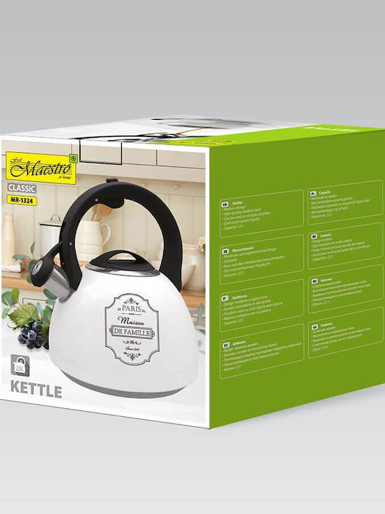 Maestro Τσαγιέρα Ανοξείδωτη Λευκή 2500ml
