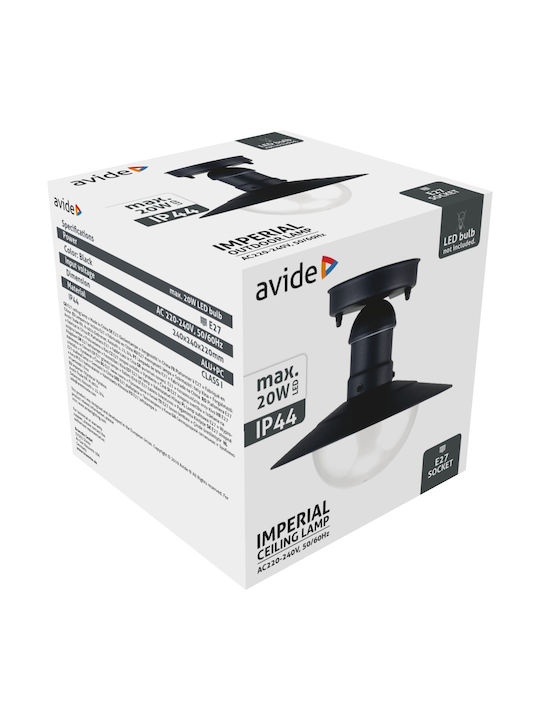Avide Aolce27-imp-b Πλαφονιέρα Οροφής Εξωτερικού Χώρου E27 σε Μαύρο Χρώμα 15.001.1529 Avide Aolce27-imp-b Πλαφονιέρα Οροφής Εξωτερικού Χώρου E27 σε Μαύρο Χρώμα 15.001.1529