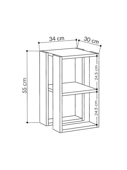 Κομοδίνο Lonie Ξύλινο Ανθρακί 34x30x55cm GP037-0026,6