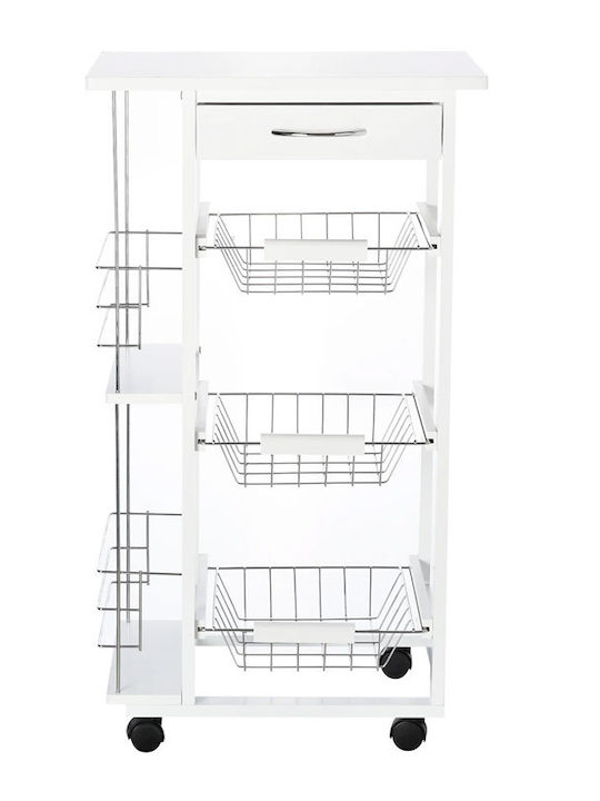 HomCom Kitchen Trolley Wooden White 4 Slots 83x47x37cm