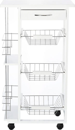 HomCom Τρόλεϊ Ξύλινο 4 Θέσεων Λευκό 801-130WT