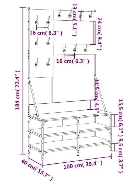 vidaXL Гардеробна стойка Кафяв 100x40x184см