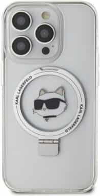 Karl Lagerfeld Choupette Umschlag Rückseite Kunststoff Transparent (iPhone 15 Pro Max)