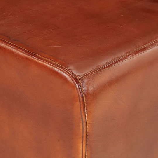 Πάγκος Τραπεζαρίας με Γνήσιο Δέρμα Καφέ 160x30x49εκ.
