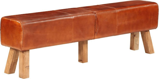 Πάγκος Τραπεζαρίας με Γνήσιο Δέρμα Καφέ 160x30x49εκ.