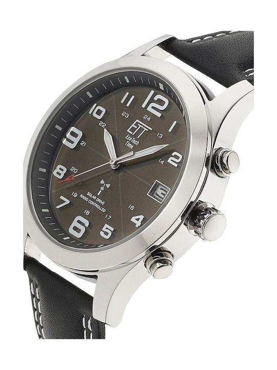 ETT Watch Chronograph Battery with Gray Leather Strap