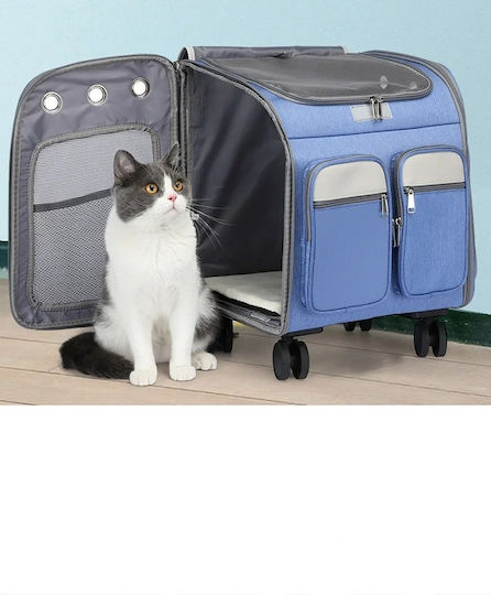 4 Dog/Cat Carrying Blue Trolley for 9kg Pets L41xW30xH43cm