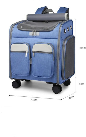 4 Dog/Cat Carrying Blue Trolley for 9kg Pets L41xW30xH43cm