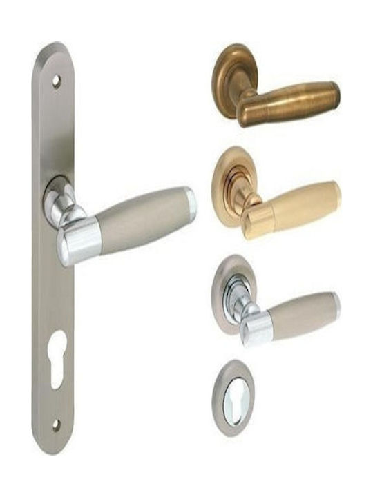 Lever Front Door with Plate Right 5647 Nickel Matt