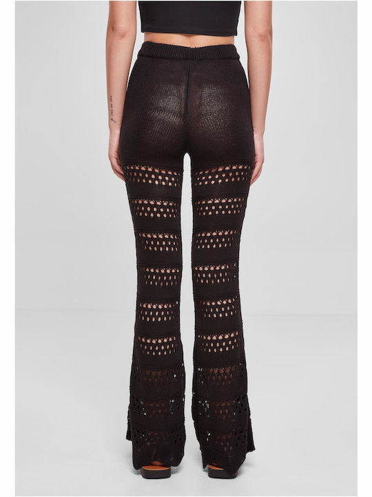 Dama Tesatura Pantaloni Evazați Negru