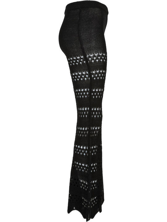 Dama Tesatura Pantaloni Evazați Negru