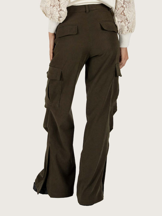 Innocent Women's Fabric Cargo Trousers Khaki