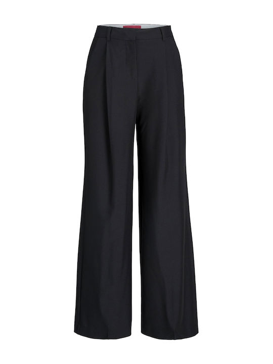 Women's High-waisted Fabric Trousers Wide Line Black