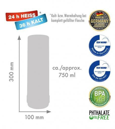 Rotpunkt Stainless Steel Thermos Bottle BPA Free 750ml Absinth