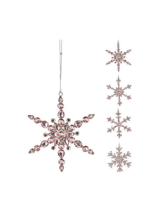 ArteLibre Weihnachtshänger Schneeflocke Metallisch Rosa 15cm