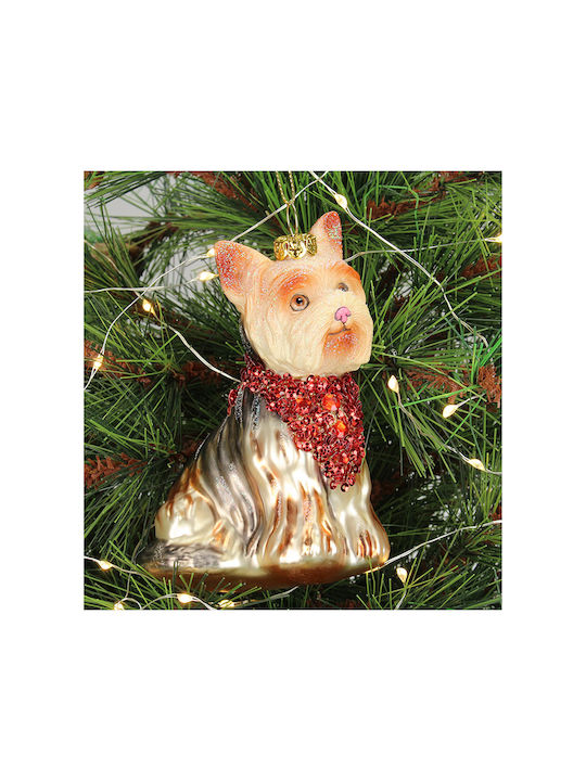 Zaros Maltese Christmas Glass Dog Ornament Red 11.4x11.4cm