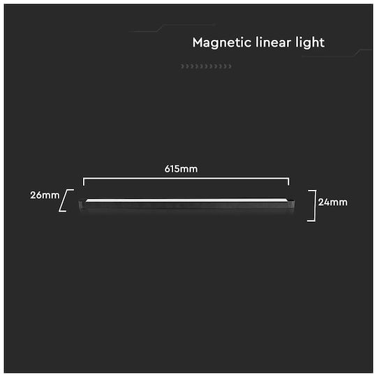 V-TAC LED Комерсиално Линейно Осветление Светило Таван 22W Хладно бяло IP20 Ш61.5xД2.6xВ2.4см.