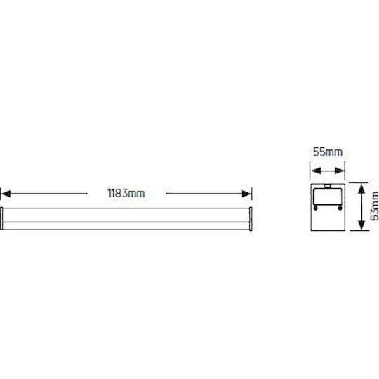 Geyer Commercial Linear LED Ceiling Light 30W Natural White IP20 Dimmable L120xD55xH6.3cm