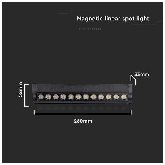 V-TAC LED Γραμμικό Φωτιστικό Οροφής 12W Ψυχρό Λευκό IP20 Μ26xΒ5.2xΥ3.3εκ.
