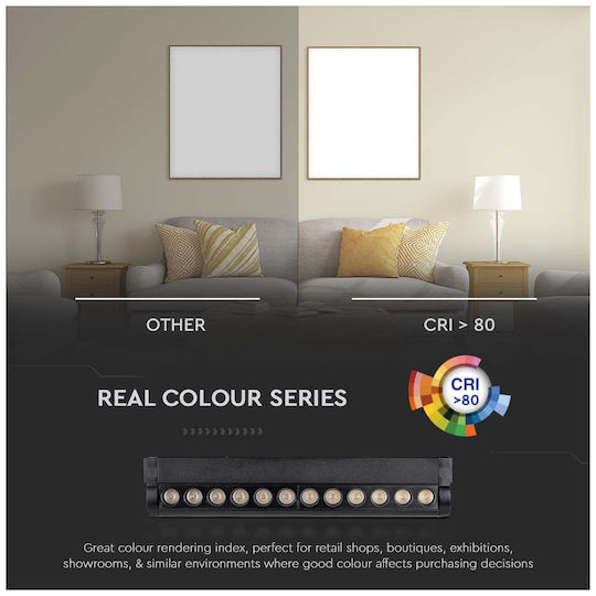 V-TAC LED Γραμμικό Φωτιστικό Οροφής 12W Θερμό Λευκό IP20 Μ26xΒ5.2xΥ3.3εκ.