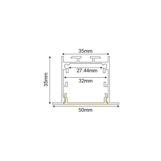 Aca Vylo Commercial Linear Recessed LED Wall Light 41W Warm White IP20 149cm