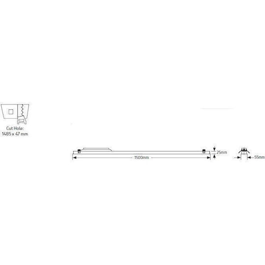 Geyer LED Lumina liniară Îngropat Lumină Plafon 50W Alb natural IP20 cu Intensitate Reglabilă