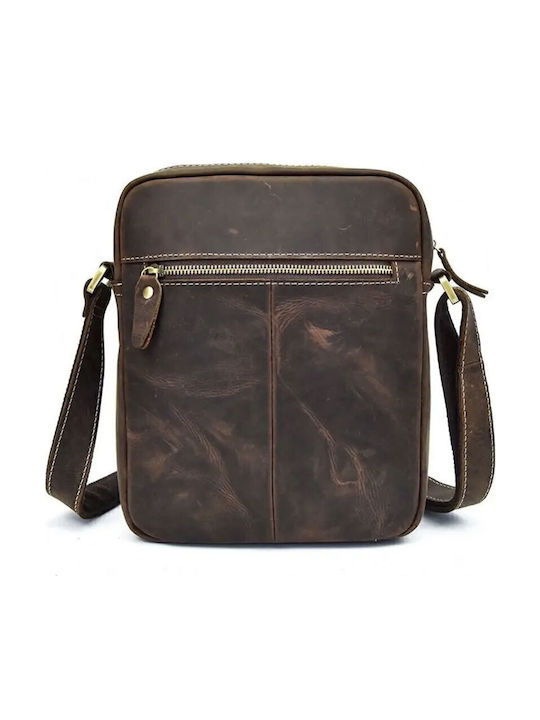 Δερμάτινη Ανδρική Τσάντα Ώμου / Χιαστί Καφέ