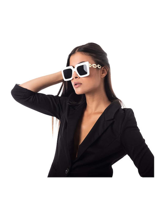 Max Air Women's Sunglasses with White Plastic Frame and Black Lens